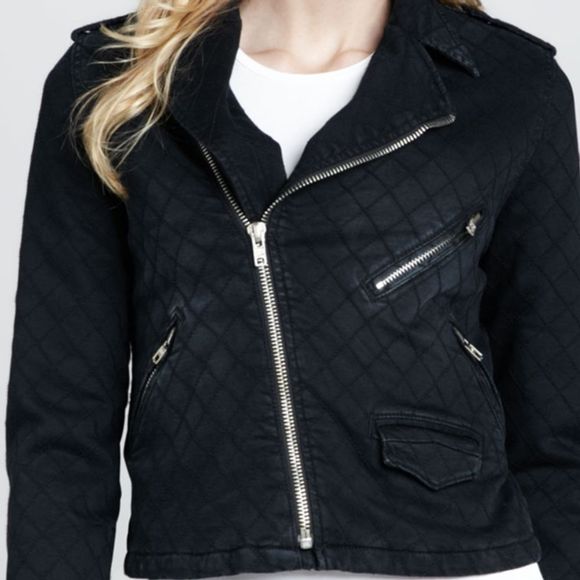No Brand Jackets & Blazers - D-ID Denim Quilted Denim Biker Jacket. Small